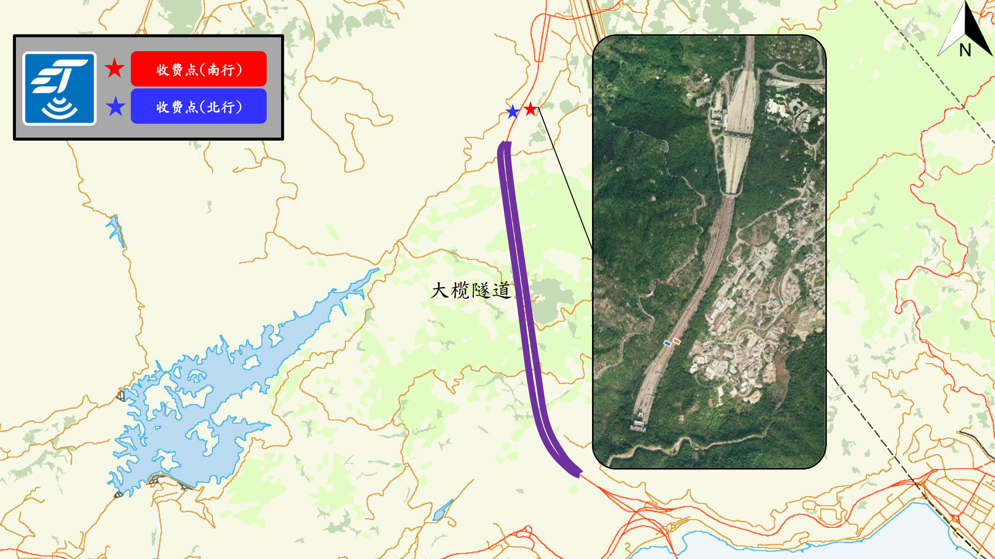 大榄隧道收费点位置图 大榄隧道收费点位置图